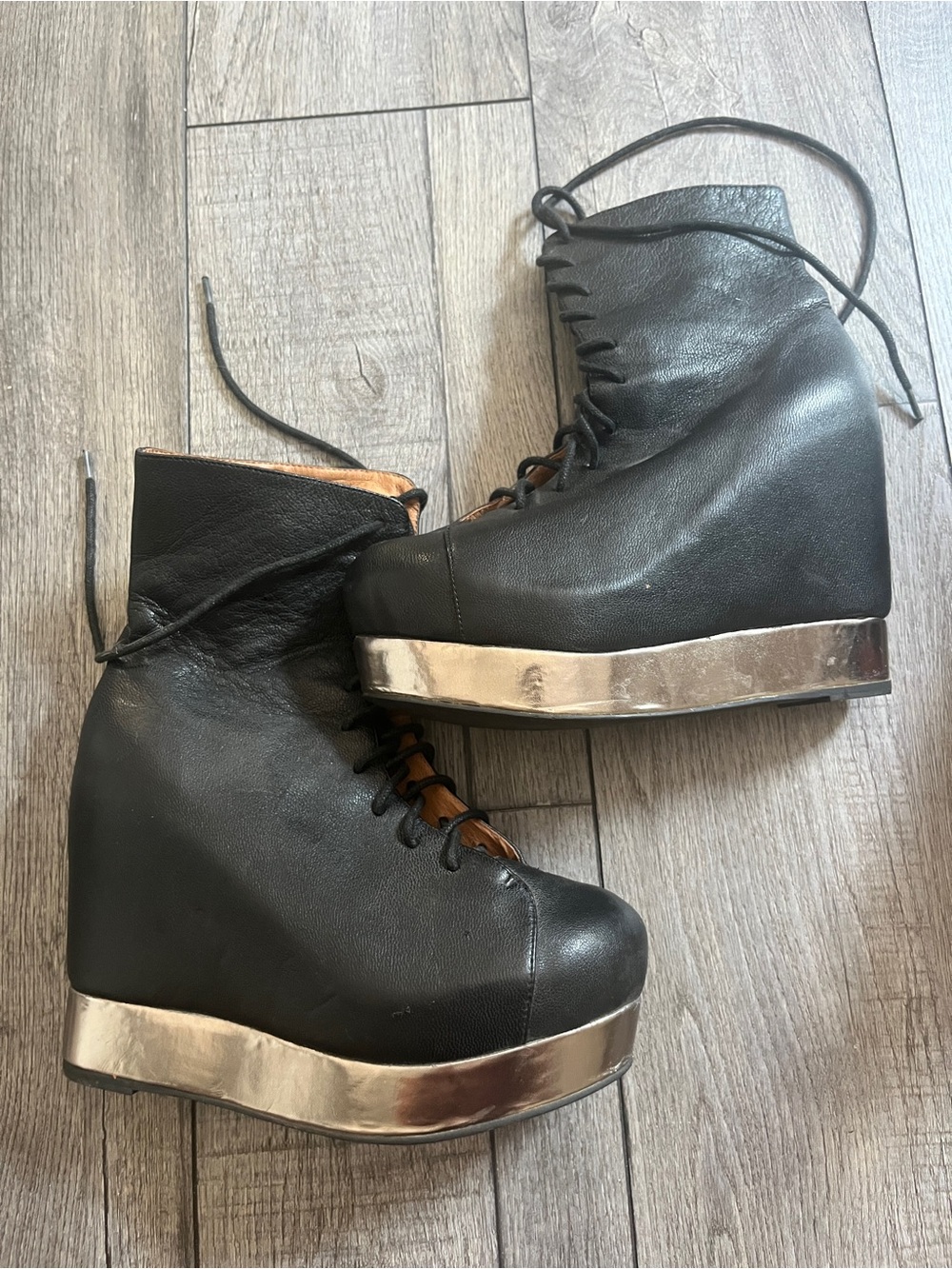 Rare Jeffery Campbell Back Off platform boots. BlackMilk, y2k